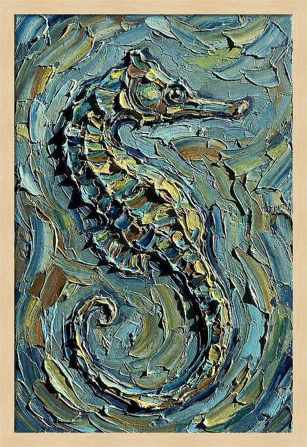 Seahorse In Textured Blues