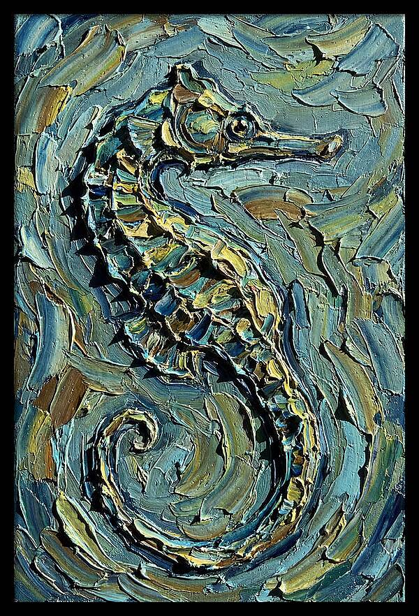 Seahorse In Textured Blues
