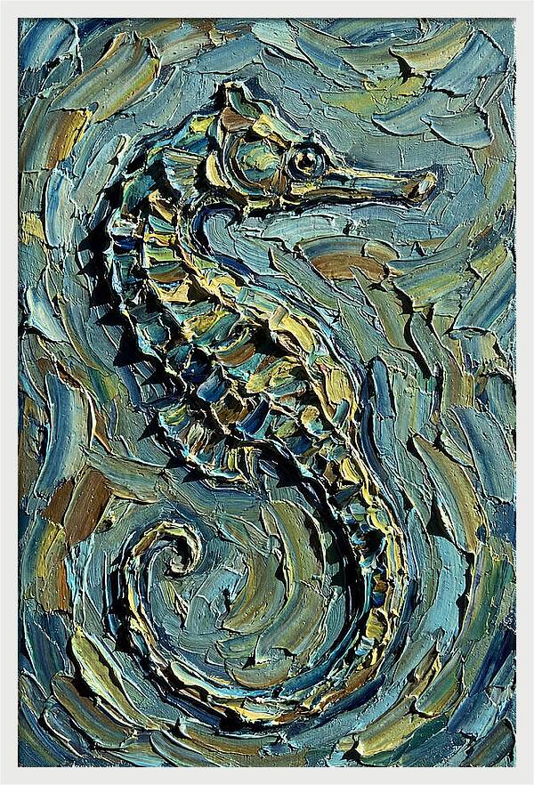 Seahorse In Textured Blues