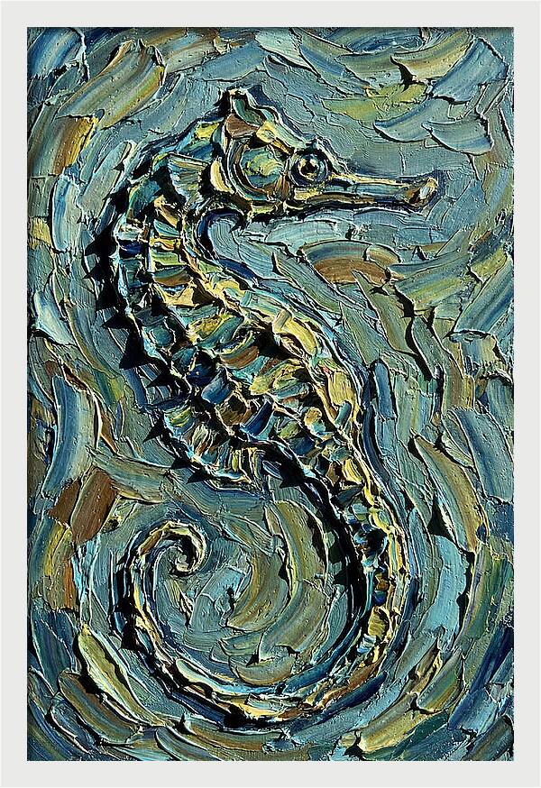 Seahorse In Textured Blues
