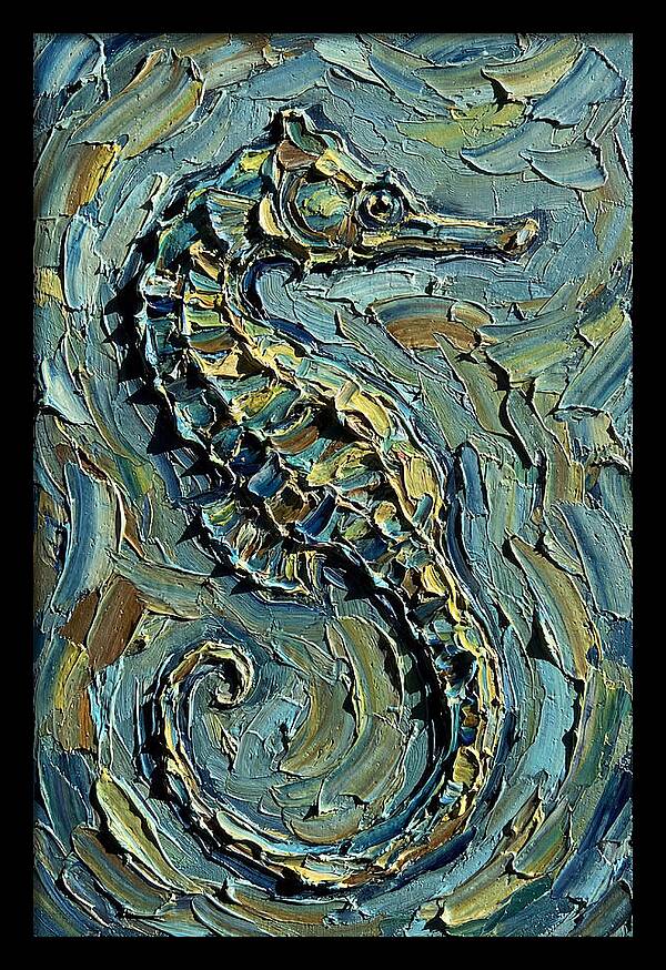 Seahorse In Textured Blues
