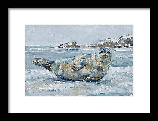 Seal Relaxing On Ice