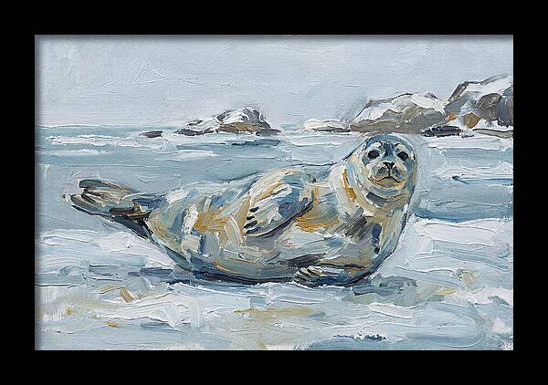 Seal Relaxing On Ice
