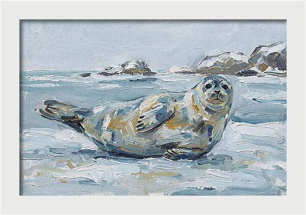 Seal Relaxing On Ice