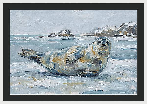 Seal Relaxing On Ice