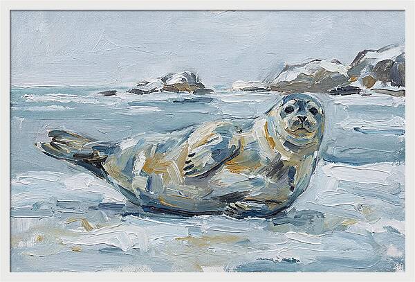 Seal Relaxing On Ice