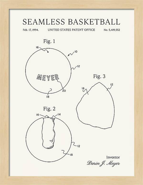 Seamless Basketball Meyer Minimalist Patent Us5419552