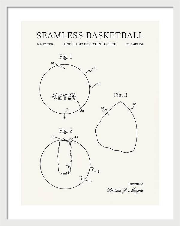 Seamless Basketball Meyer Minimalist Patent Us5419552