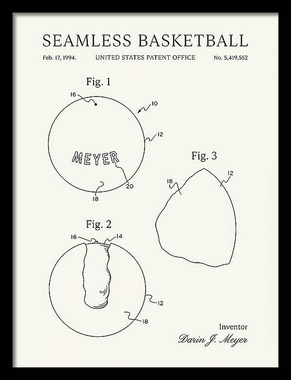 Seamless Basketball Meyer Minimalist Patent Us5419552