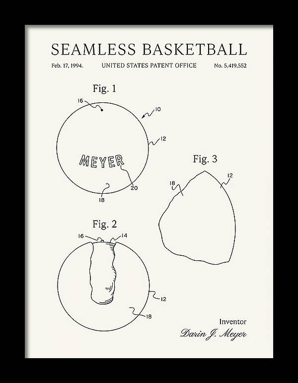 Seamless Basketball Meyer Minimalist Patent Us5419552