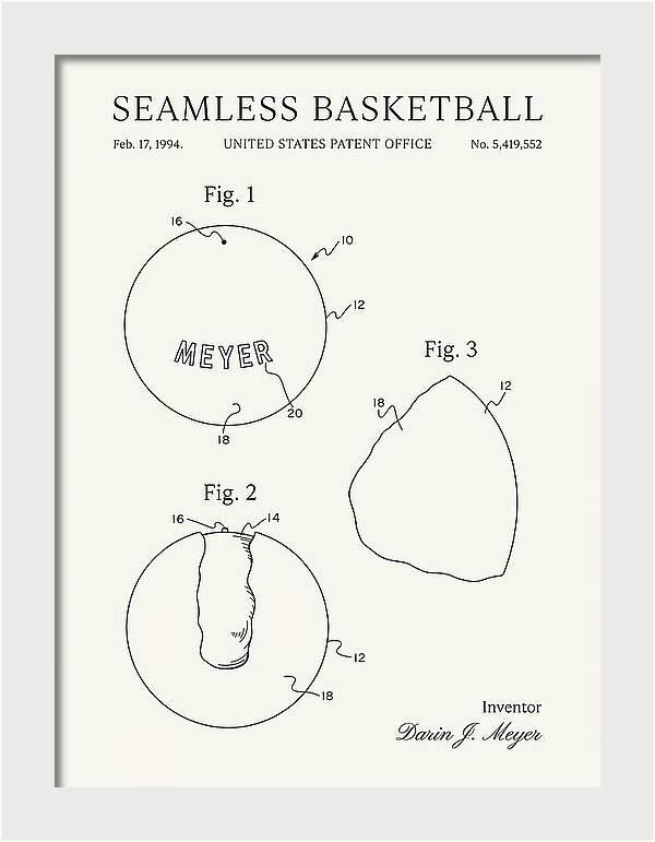 Seamless Basketball Meyer Minimalist Patent Us5419552