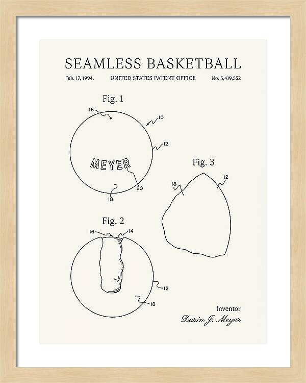 Seamless Basketball Meyer Minimalist Patent Us5419552
