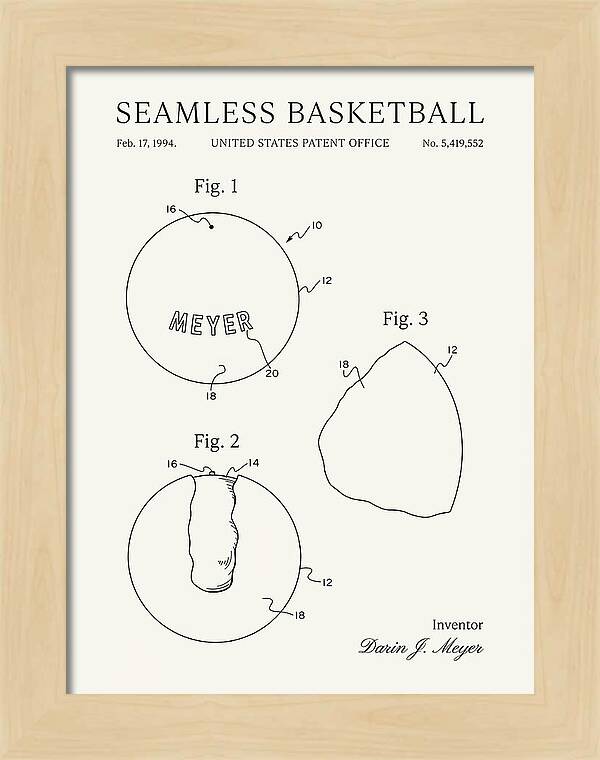 Seamless Basketball Meyer Minimalist Patent Us5419552