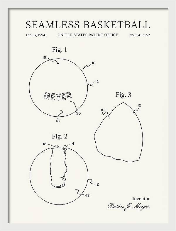 Seamless Basketball Meyer Minimalist Patent Us5419552