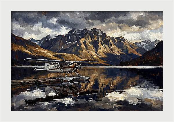Seaplane Serenity Over Mountains