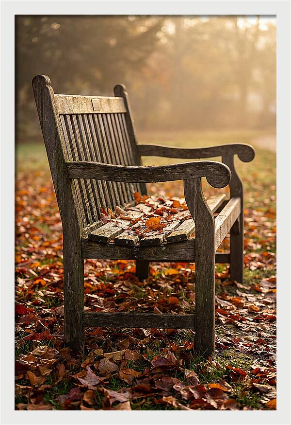 Seasonal Serenity On A Park Bench