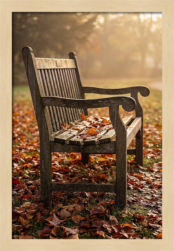 Seasonal Serenity On A Park Bench