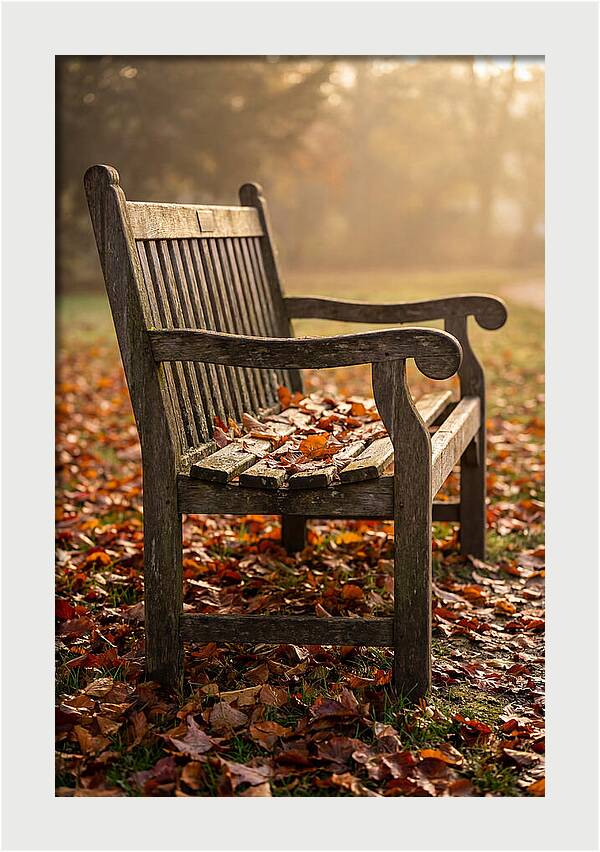 Seasonal Serenity On A Park Bench