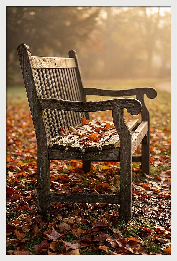 Seasonal Serenity On A Park Bench