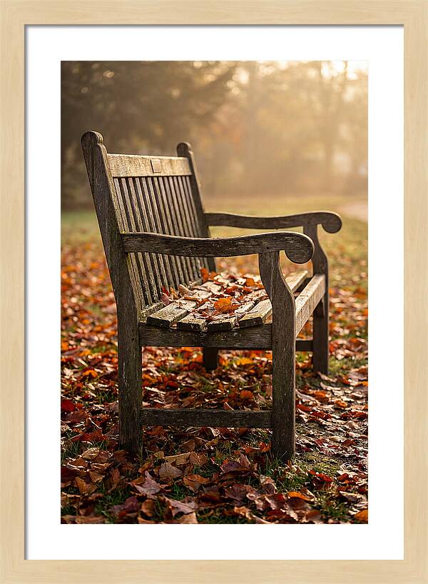 Seasonal Serenity On A Park Bench