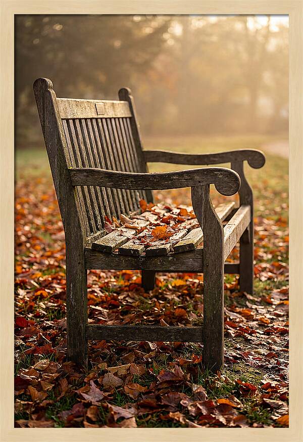 Seasonal Serenity On A Park Bench
