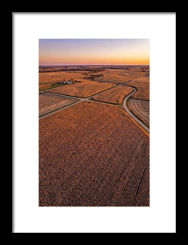 Seasonal Sunset Over Cornfields