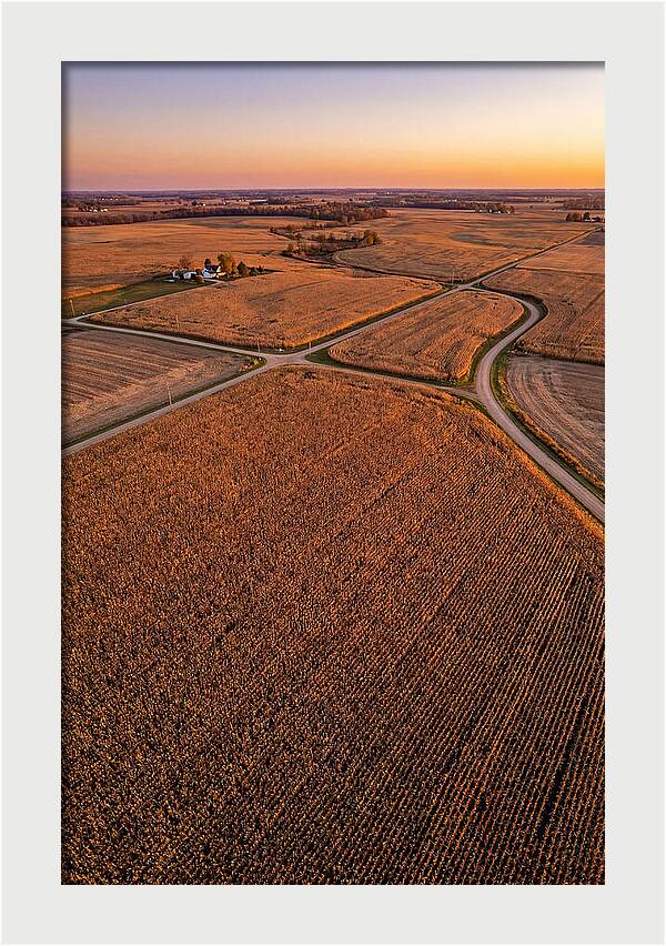 Seasonal Sunset Over Cornfields