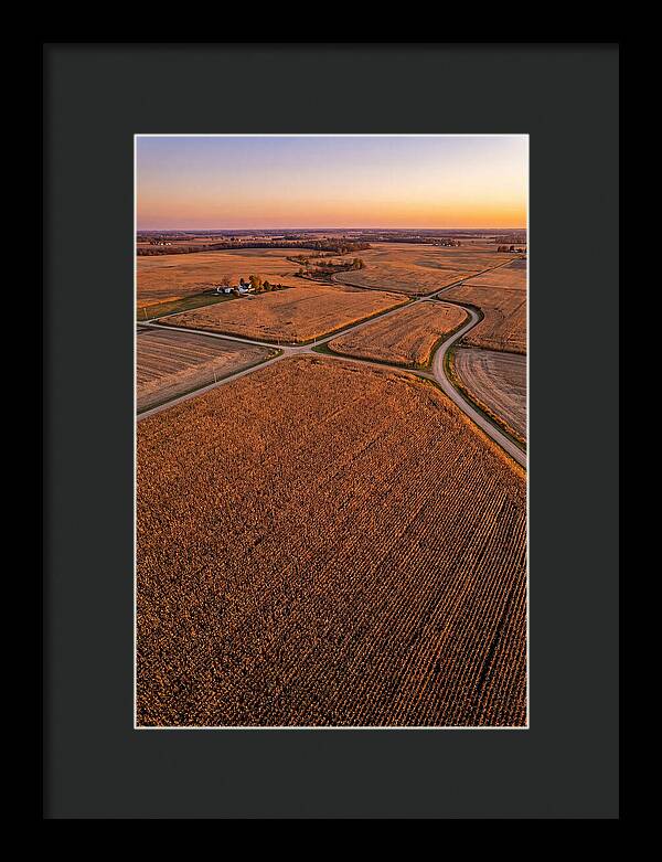 Seasonal Sunset Over Cornfields