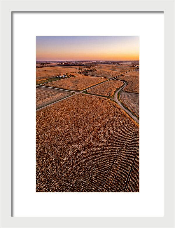 Seasonal Sunset Over Cornfields