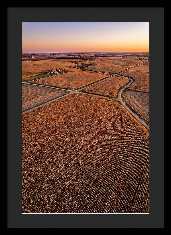Seasonal Sunset Over Cornfields