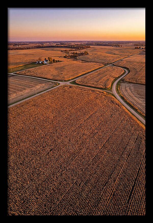 Seasonal Sunset Over Cornfields