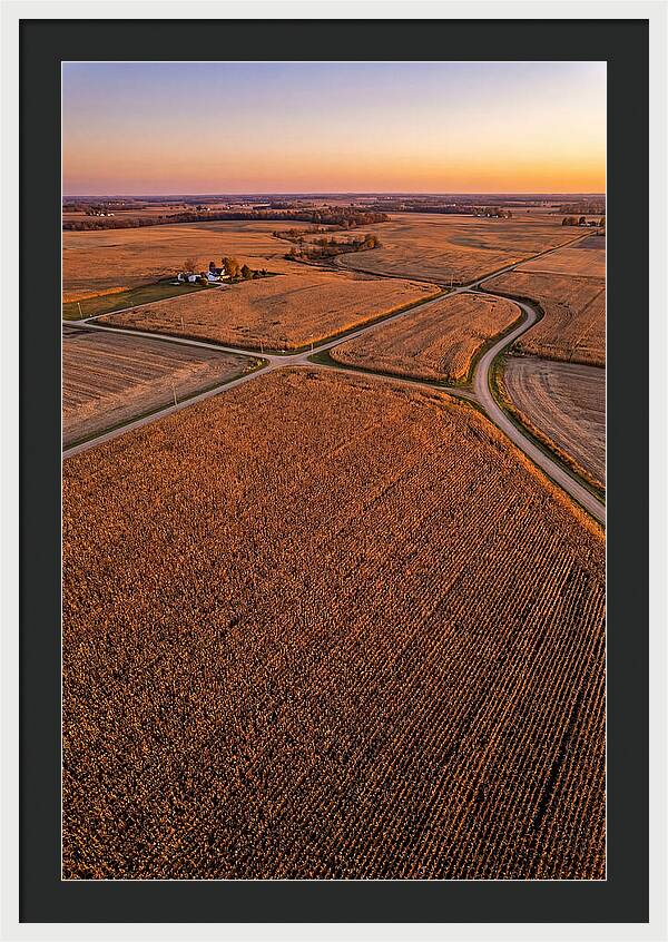 Seasonal Sunset Over Cornfields
