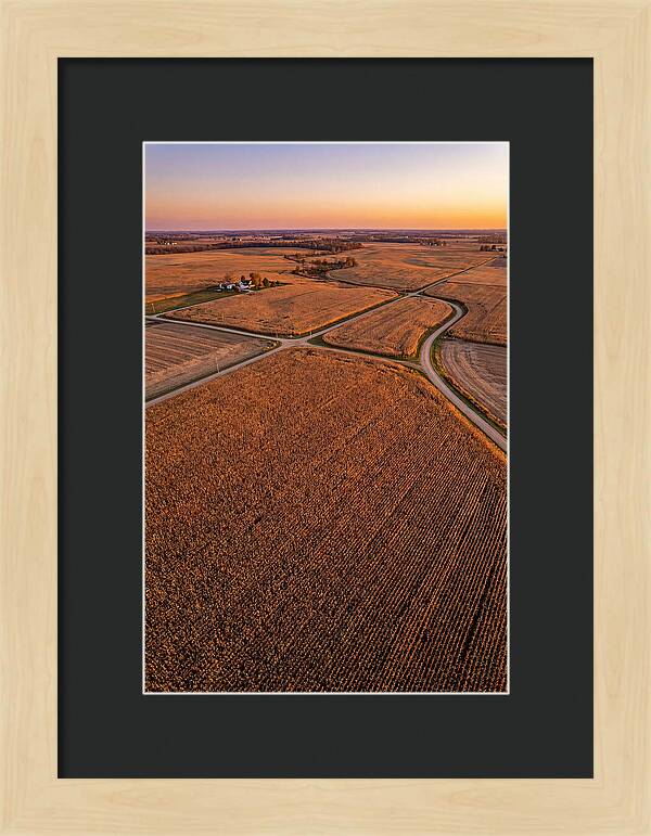 Seasonal Sunset Over Cornfields