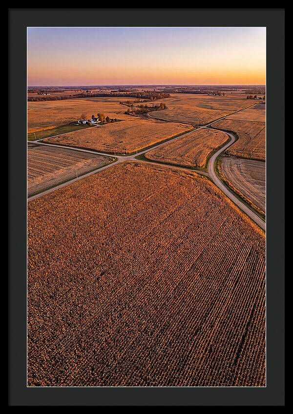 Seasonal Sunset Over Cornfields
