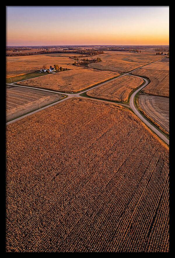 Seasonal Sunset Over Cornfields
