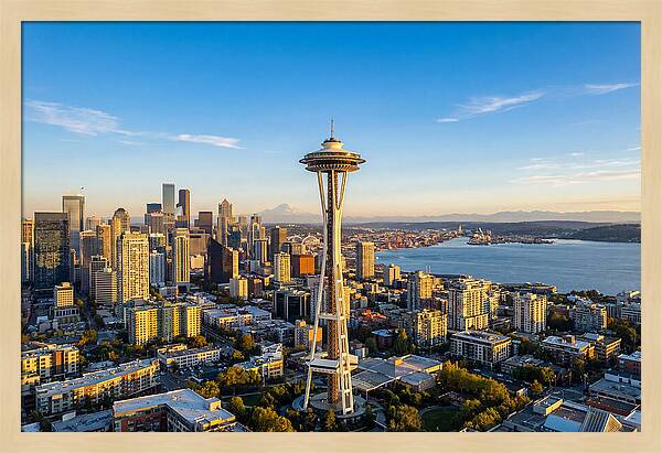 Seattle Skyline At Dusk