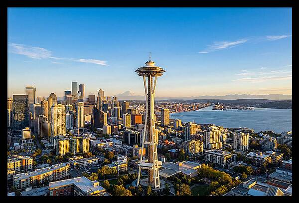 Seattle Skyline At Dusk