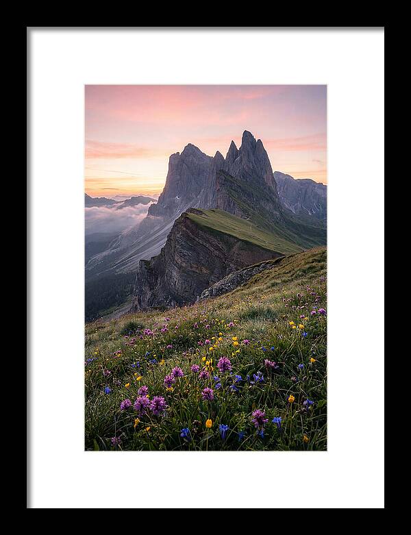 Seceda Ridgeline At Sunrise