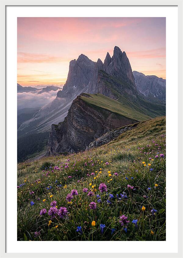 Seceda Ridgeline At Sunrise