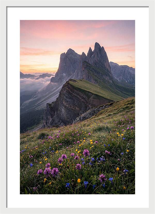 Seceda Ridgeline At Sunrise