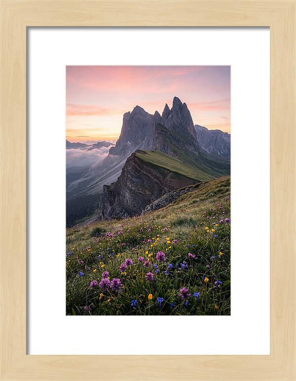 Seceda Ridgeline At Sunrise