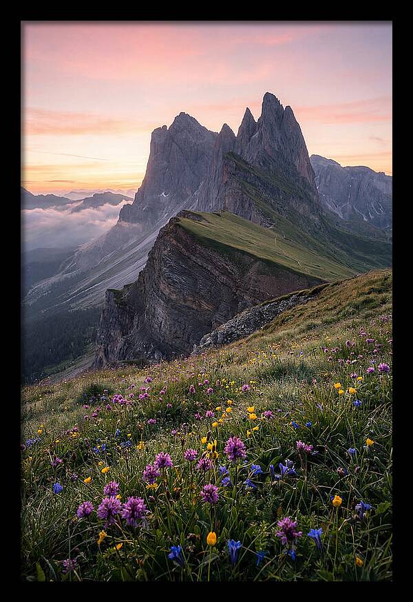 Seceda Ridgeline At Sunrise