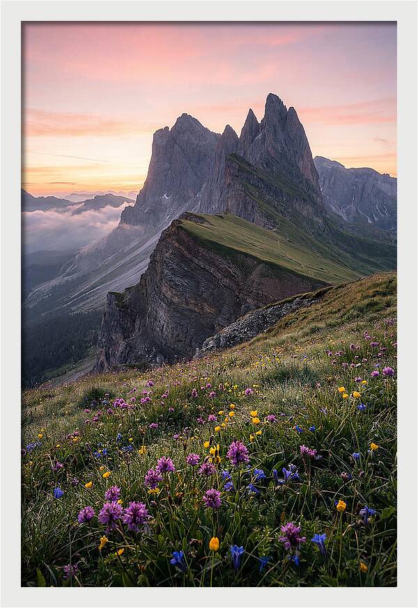 Seceda Ridgeline At Sunrise