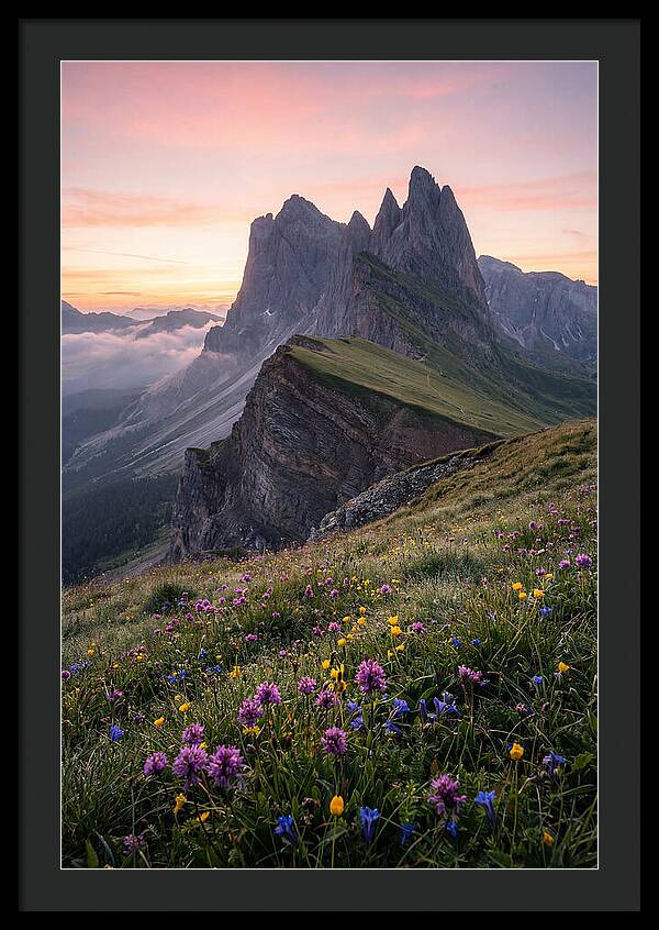 Seceda Ridgeline At Sunrise