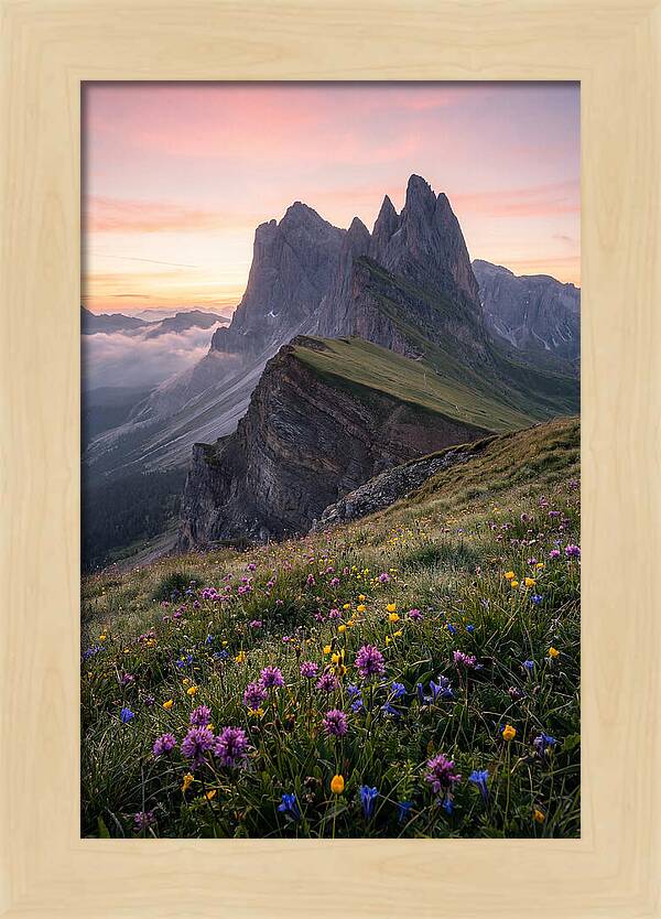 Seceda Ridgeline At Sunrise