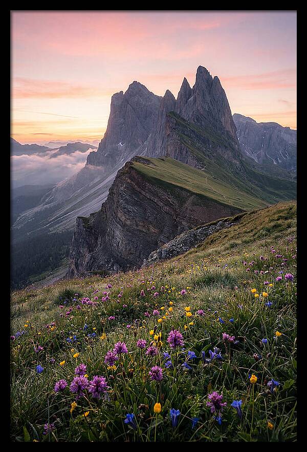 Seceda Ridgeline At Sunrise