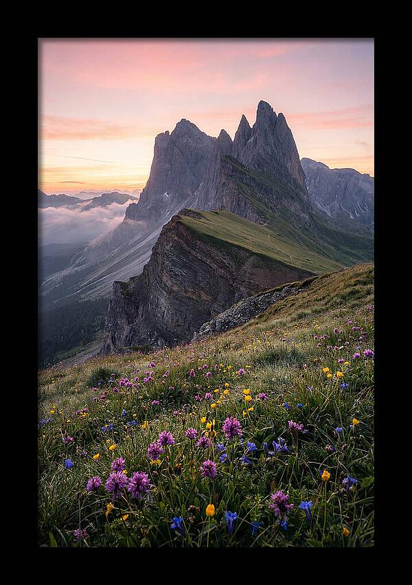 Seceda Ridgeline At Sunrise