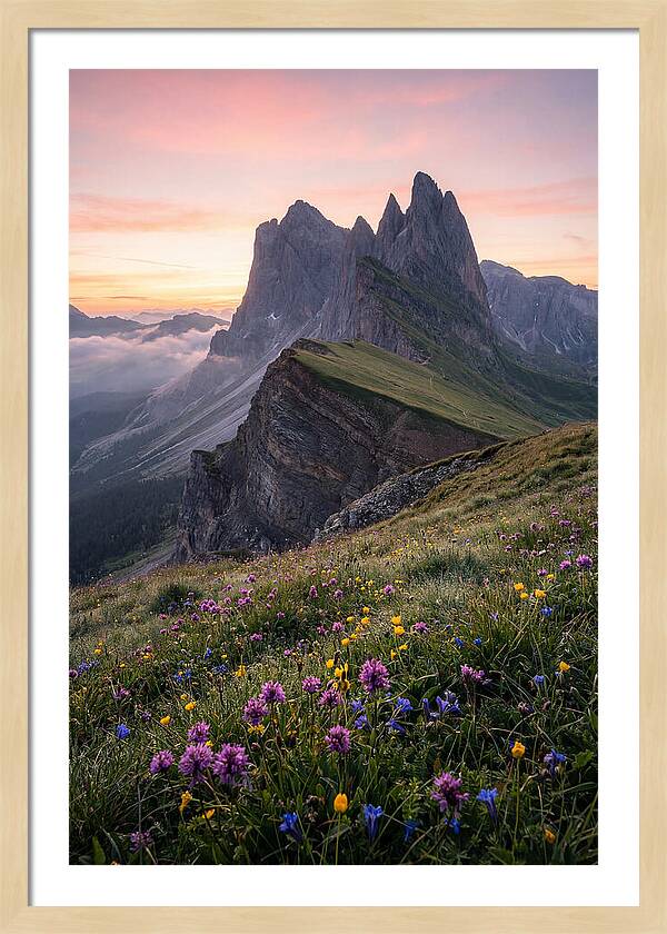 Seceda Ridgeline At Sunrise