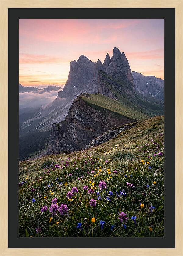 Seceda Ridgeline At Sunrise