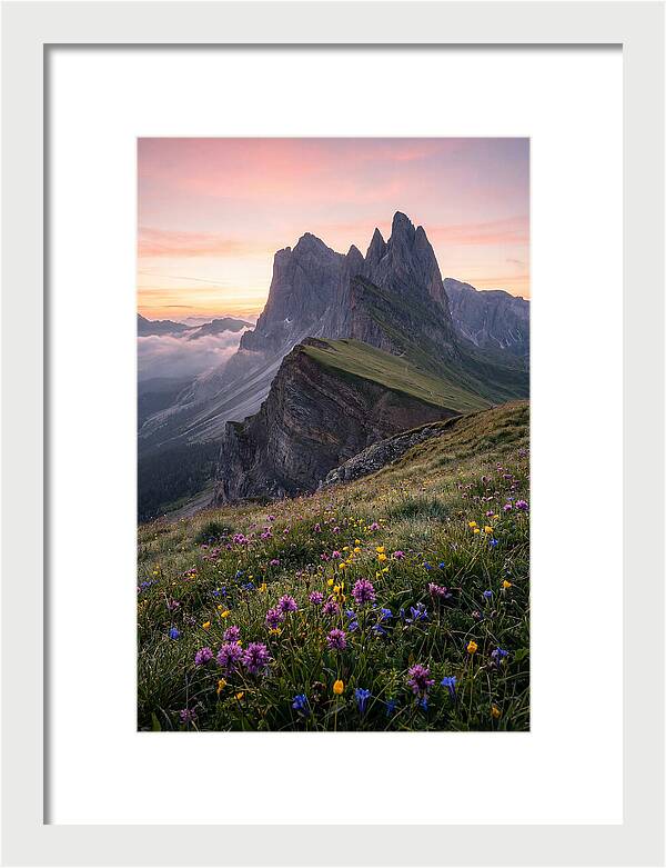 Seceda Ridgeline At Sunrise